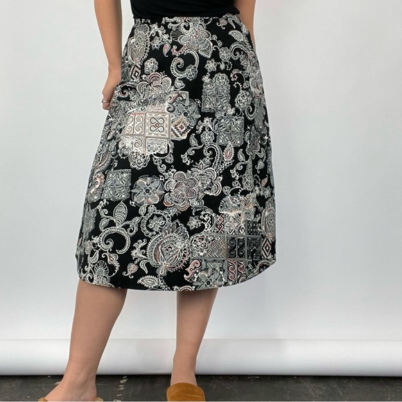 Y2K Geoffrey Beene Printed Flared Midi Skirt - Picture 6 of 6